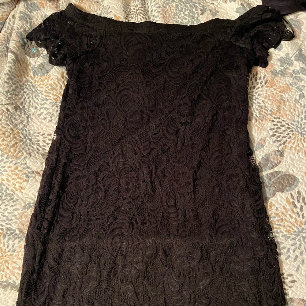 Black lace midi dress